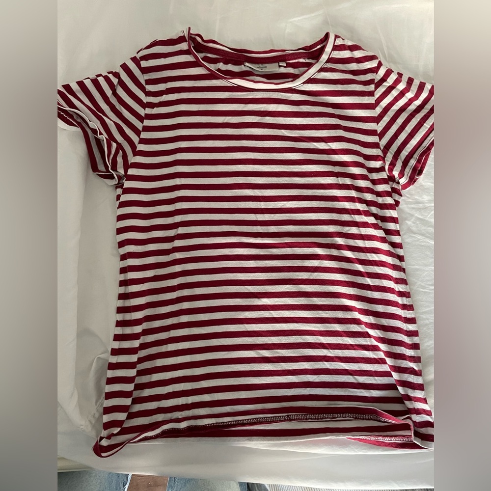 Minimum Striped T-Shirt - burgundy and white stripes